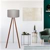 lux.pro Lampada da Terra a Treppiede Alta 140 cm Piantana Tripode con Paralume Cilindrico Design Moderno per Soggiorno Camera da Letto Angolo Lettura - Grigio