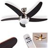 hofstein Ventilatore da soffitto Morino in metallo/legno/vetro in nichel opaco/marrone, lampada con ventilatore incl. telecomando commutabile in 3 fasi, adatto per l'estate e l'inverno, senza lampadina/e