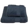 Jolie Firenze BIBIHOME Set asciugamano viso ed asciugamano ospite in spugna di puro cotone pettinato (550 gr./mq.) tinta unita (DENIM)