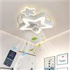 ATEEZ Bambini Ventilatori a Soffitto con Luce e Telecomando APP Led Dimmerabile, Plafoniera con Ventilatore Silenzioso 6 Velocità Reversibile, Lampadario con Ventilatore da Soffitto per Cameretta-White