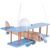Hellux Lampada da Soffitto Cameretta in Legno | Plafoniera per Bambini | Lampada a Soffitto 75x42x45cm per Cameretta Neonato | Lampada Aereo E27 Senza Lampadina (Blu/Legno naturale)