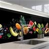 KitchenYeah© Paraschizzi Cucina Adesivo 60x250 cm Pannello Parete Paraspruzzi Muro Decorativo Splash - Frutta - Nero