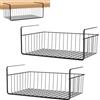 FIVMEN Set di 2 cestini sospesi in metallo per scaffale - Cestino metallico sospeso per organizzazione - Organizzatore per cucina, ufficio, dispensa, bagno - 40x25x15 cm