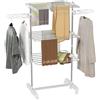 AND HOME Stendino a Torre con Piedi Antiribaltamento - Stendibiancheria Pieghevole in Metallo, Ali Modulari e Richiudibili, Ruote Pivotanti, 18 m di Stenditura, Portata 25 kg, Grigio Chiaro/Argento