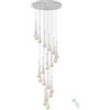 ZenithBeam 138''/350cm Alto Argento 20 Luci Scala a chiocciola Lampadario a sospensione Lampara de Soggiorno Soffitto Lampadari di cristallo di cristallo Gocce di pioggia Bolla LED 2700-6000K Dimmerabile