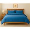 Tata Home Set Copripiumino Matrimoniale in 100% Cotone Sacco Piumone 250x200 cm e Federe 52x82 cm Set Copripiumino Certificato Oeko-Tex Colore Avio