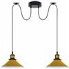 LEDSone Lampada a sospensione industriale doppia, regolabile, a 2 teste, con cavo da 200 cm, attacchi E27, paralumi in metallo per cucina, sala da pranzo, soggiorno, bar, caffetteria (Giallo)
