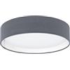 Eglo Plafoniera Led Pasteri, plafoniera, in tessuto, uno punto luce, acciaio, tessuto, plastica, grigio, bianco, diametro 32 cm