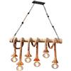 VR VETRINEINRETE Vetrineinrete® Lampadario a sospensione con corda in canapa vintage 6 portalampada E27 lampada country retro in legno di bamboo Z78