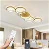 DJChen Lampadario Led Soffitto Camera Da Letto 99.5cm, 5 Cerchi Oro Moderno Plafoniera Led Soffitto Dimmerabile Funzione Di Memoria, 55W, 4400LM, Moderni Decorazione Casa Per Soggiorno Cameretta