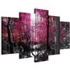 B&D XXL - Quadro 200x100 5 Pezzi - Stampa su Tela Strutturata XXL Grande - Quadri Moderni Componibili Camera da Letto Matrimoniale - Stampe da Parete Arte - c-B-0231-b-p Bosco Natura Albero