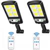 ClaShop 2xpezzi Faretto lampione solare 120 led cob da esterno sensore di movimento ip65 con telecomando
