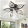 GWYAJTU Ventilatore Da Soffitto Con Luce Con Telecomando APP, Lampadario Ventilatore LED Dimmerabile Con Funzione Di Memoria, Lampadario Con Pale 6 Velocità Reversibile Con Timer Per Camera Da Letto, Nero