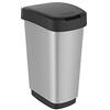 Rotho Twist Portarifiuti con Coperchio, Plastica (PP) senza BPA, Nero/Argento, 50 L, 40.1 x 29.8 x 60.2 cm