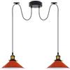 LEDSone Lampada a sospensione industriale doppia, regolabile, a 2 teste, con cavo da 200 cm, attacchi E27, paralumi in metallo per cucina, sala da pranzo, soggiorno, bar, caffetteria (Arancione)