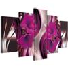 B&D XXL - Quadro Fiori Orchidea 200x100 cm 5 Pezzi - Stampa su Tela Strutturata XXL Grande - Quadri Moderni Componibili Camera da Letto Matrimoniale - Stampe da Parete Arte - Astratto