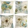 Vgzsyomqib Fiori Verde Blu Federe Cuscini Quadrati 45x45 Primaverili Floreali Fodere Cuscini Lino Federa Cuscino da Esterno Set 4 Copricuscini per Divano Arredo Camera Letto Salotto