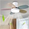 Dobecd Bambini lampadario con ventilatore da soffitto silenzioso 6 velocità lampadario cameretta con ventilatore moderno led tricolore ventilatore da soffitto con luce 90cm reversibile dc timer -White