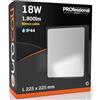Eurocali Plafoniera LED Soffitto 18W IP44 Lampada QUADRATA da 1800lm Luce Bianco Caldo 3000K Cornice Nera