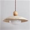Lampada a Sospensione Minimalista con Paralume in Vetro Lampadario Circolare in Pietra Gialla in Pietra Lampada a Sospensione a soffitto in Legno massello in Stile Cinese per Portico, balco