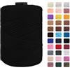 CAMAL Cordino per Borse Uncinetto Macramè Filo 3mm Filo Poliestere 170m Corda Macrame Filato per Borse Uncinetto Spago Colorato Corde Colorate per Artigianato, Lavoro a Maglia (Nero)