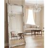 MO.WA Specchio da parete Grande barocco 82x182 cm, Specchiera legno foglia argento, made in Italy, Specchiera classica da muro, Specchio parete stile antico, Specchio barocco