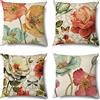 Vgzsyomqib Fiori Multicolor Federe Cuscini Quadrati 45x45 Primaverili Floreali Fodere Cuscini Lino Federa Cuscino da Esterno Set 4 Copricuscini per Divano Arredo Camera Letto Salotto