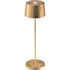 Zafferano Lampada Olivia Pro con Foglia Color Oro, Lampada da Tavolo Ricaricabile e Senza Fili con Controllo Touch, Utilizzabile come Lampada da Interni, Dimmer, 2700-3000 K, Altezza 35 cm
