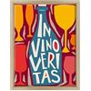ConKrea Quadro su Tela Canvas INTELAIATO - con Cornice - in Vino Veritas - Enoteca Vino - Illustrazione Cubista - 30x40cm - Stile Moderno Legno Naturale - (cod.3037)