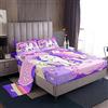 Loussiesd Set di Lenzuola per Ragazze con Unicorno Arcobaleno - Set di Biancheria da Letto per Bambini Cartone Animato Kawaii - Lenzuola Galaxy Stars Fantasy - Ragazze Decor Bambini Unicorno Viola Ki