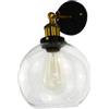 CLISPEED Lampada da Parete Vintage in Vetro Rotondo Attacco E27, Design a Muro Elegante in Lega e Ferro, per Cortile e Corridoio, Diametro 15cm