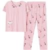 STJDM Camicia da Notte, Set Pigiama Estivo con Stampa Floreale, Taglie Forti, Manica Corta, O-Collo, in Cotone, da Donna, XXXL TM957