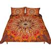 Loussiesd Set copripiumino con motivo mandala per letto king, stile bohémien, motivo floreale etnico 3D, lussuoso, con stampa esotica, arancione, con 2 federe per cuscino, in microfibra, con cerniera