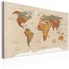 B&D XXL - Lavagna Di Sughero per Puntine - Mappa del Mondo 90x60 cm 1 Pezzo - Bacheca Sughero da Parete & Quadro su tela in un Uno - Decorativo per Parete per le Note Ufficio - Planisfero k-C-0048-p-d
