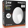 Eurocali 2x Plafoniere LED 24W Opaca IP20 2600 lumen - Forma: Circolare - CCT 3 in 1 Caldo Naturale Freddo - Fascio Luminoso 360°