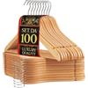 OWIJI Grucce Appendiabiti Legno Naturale Set da 100 Universali Gancio Girevole Scanalature Spallina Barra Antiscivolo Bordi Arrotondati Salvaspazio Resistenti Leggere Uso Domestico Lavorativo