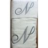 RICAMI FIORENTINI BALDI Set Asciugamani con Iniziale, Spugna di Cotone 100% 400 gr/mq, 2 Pezzi: Viso+ ospite. Idea Regalo. (Lettera N) Grigio