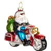 BRUBAKER Babbo Natale in Moto con Occhiali da Sole in Vetro - Decorazione dell'albero di Natale dipinta a mano divertente - Figurina del gingillo di Natale