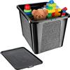 KADAX Scatola portaoggetti rettangolare con coperchio, contenitore di stoccaggio, contenitore impilabile, scatola di plastica, scatola in plastica, scatola salvaspazio (30L, Nero)