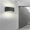 Partenopea® Applique lampada da muro parete in alluminio e vetro per esterno casa locali terrazza IP65 con attacco per lampadine E27 (Luce bianca naturale 4000K, Nera)