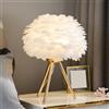 Chao Zan Lampada Piuma, Interruttore bottone Lampada Da Tavolo, Luce Decorativa Da Comodino ,E27 Da Scrivania Da Notte Romantica Luce Notturna Luci di lettura Paralume Rosa camera da letto bambini (bianco)