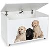 leomark contenitore portagiochi in legno, panca su ruote 71x40x46 cm(A) 91L, scatola con coperchio, mobili per camera da letto e asili, scuole, uffici, cassapanca per bambini, stampa UV - Gufi