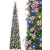 HMASYO Albero di Natale Artificiale a Paillettes 180cm con 100 Luci a LED Timer e Telecomando, Montaggio Istantaneo, Alimentazione USB - Decorazione per Interni Casa, Appartamento, Veranda, Feste