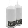 Hofer Candele Grandi Bianche a Colonna - 10 x 20 cm - 2 Candele Decorative Cilindriche - Lunga Durata di 110 Ore - Cera Antigoccia, No Fumo - Non Profumate - Qualità RAL