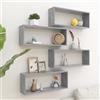 Homgoday Mensole Parete a Cubo 4 pz Grigio Cemento 60x15x23 cm in Truciolato, Mobile a Parete Appendere Ripiano, per Ingresso Ripiano in Stile Moderno Mobili da Corridoio