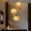 JOJOM Retro Bamboo Pendant Light E27 Lanterna di bambù naturale Rattan intrecciato a mano Tre pezzi Altezza regolabile Luce appesa Lampadario a soffitto per sala da pranzo Camera da letto Bar Illumina