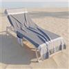 INTRECCI Telo Mare Lettino Grigio in Cotone + Poliestere con Tasche ed Elastici, Ultra assorbente Lettino Spiaggia con Cuscino