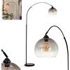 hofstein Lampada da terra Tapitapa, metallo/vetro/marmo in nero/fumo/chiaro, lampada ad arco regolabile (Ø 24,5 cm) con base in marmo, 1 x E27 max. 60 W, senza lampadina/e, interruttore a pedale