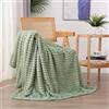 Linecooo Coperta in pile verde salvia da 127 x 152 cm per divano, letto, coperta in flanella di microfibra di peluche super morbida e accogliente con motivo a righe, leggera per adulti, donne e