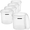BenBow Secchio con coperchio 20l trasparente 5x 20 litri - sicuro per gli alimenti, stabile, ermetico, a prova di perdite - contenitore per la conservazione in plastica, con manico in metallo - vuoto